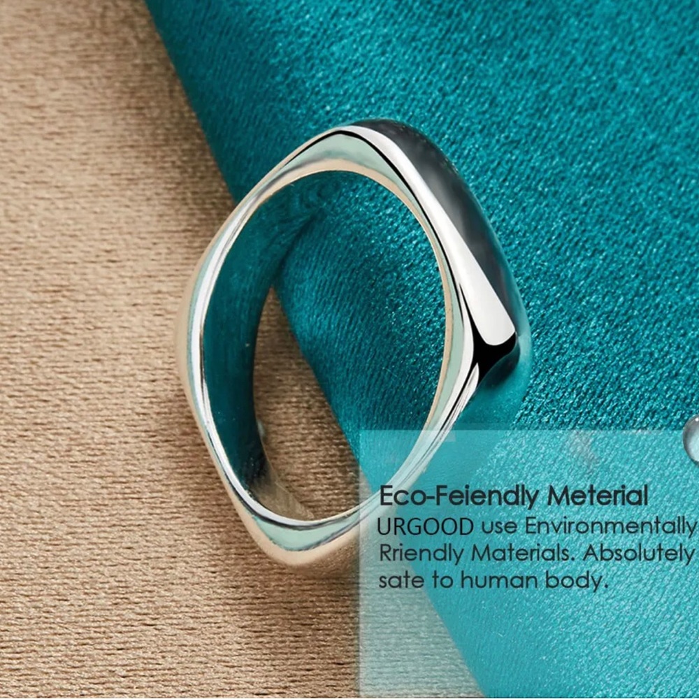925 Sterling Silver Smooth Square Ring For Women Man Party Engagement Wedding. - Picture 5 of 8